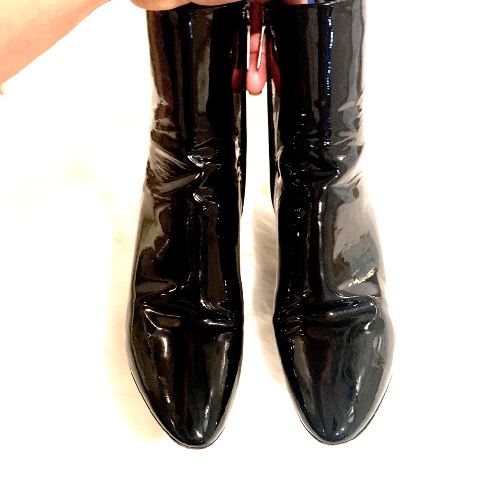 💯YSL Saint Laurent Black Patent Leather Lou Boots - Picture 8 of 8